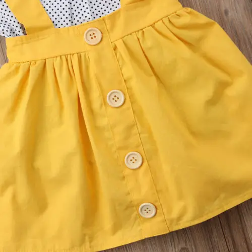 Emmababy Batole Děti Baby Girls oblečení set dot bowT-shirt Topy+celkový tlačítko Sukně 2KS Soupravy 2