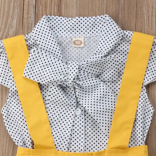 Emmababy Batole Děti Baby Girls oblečení set dot bowT-shirt Topy+celkový tlačítko Sukně 2KS Soupravy 3