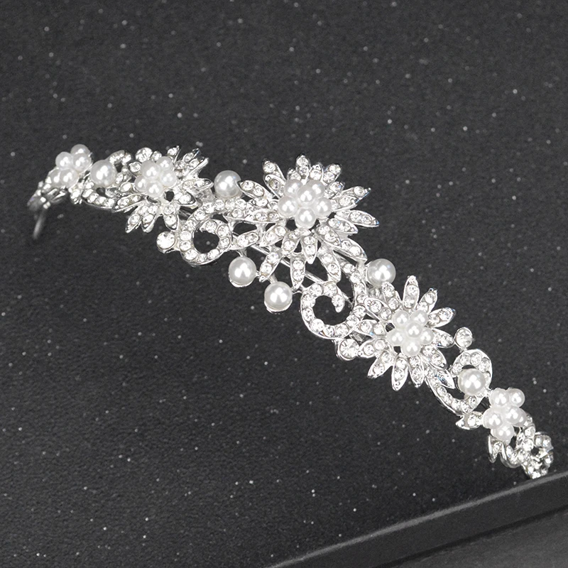 Evropská Móda Gold A Silver Pearl Crown Nevěsta Svatební Drahokamu Vlasové Doplňky, Ručně Vyráběné Módní Dívky Čelenka 0