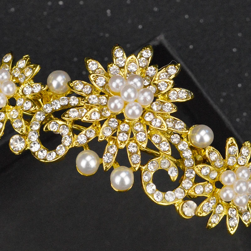 Evropská Móda Gold A Silver Pearl Crown Nevěsta Svatební Drahokamu Vlasové Doplňky, Ručně Vyráběné Módní Dívky Čelenka 2