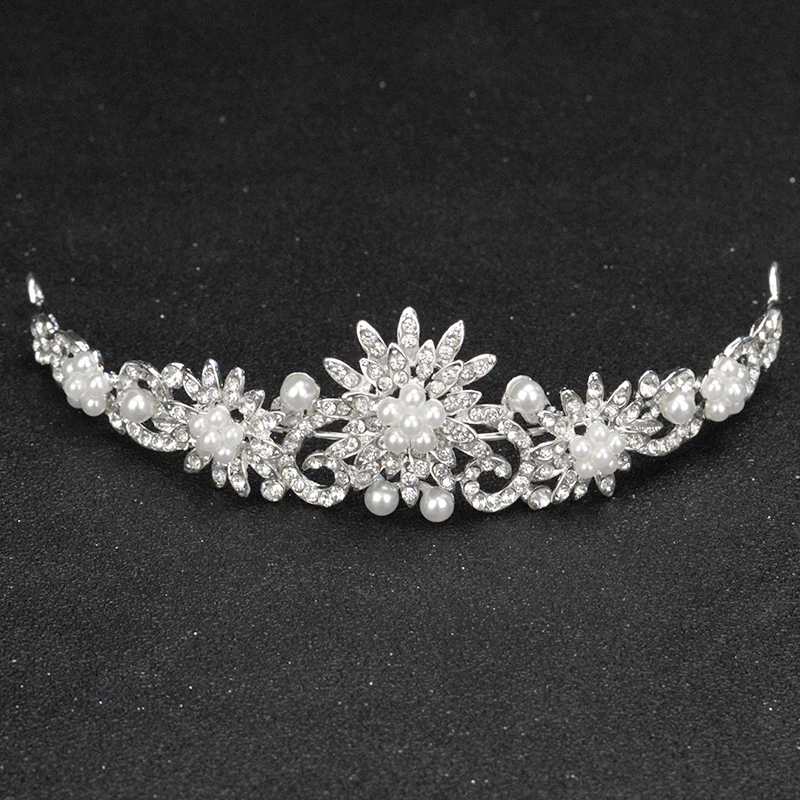 Evropská Móda Gold A Silver Pearl Crown Nevěsta Svatební Drahokamu Vlasové Doplňky, Ručně Vyráběné Módní Dívky Čelenka 3