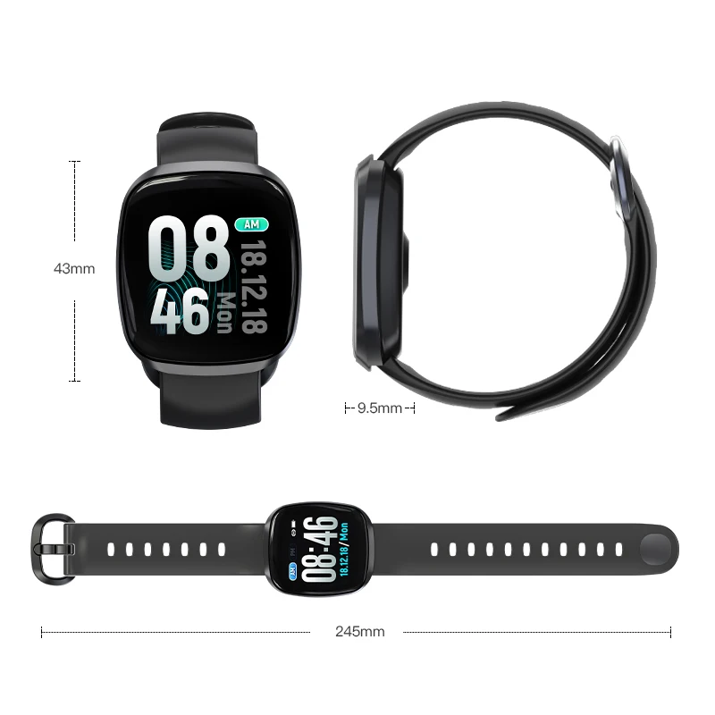 EXRIZU GT103 Smart Watch Sport IP67 Vodotěsné Srdeční Frekvence A Krevního Tlaku Kyslíku, Sledování Hovorů, Zprávy, Připomenutí Smartwatch 0