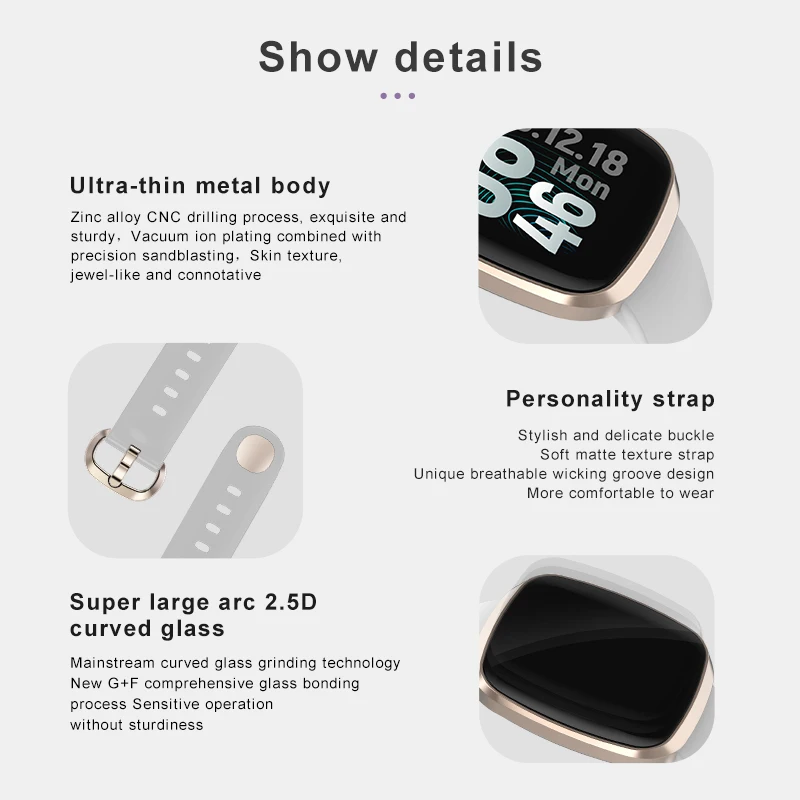 EXRIZU GT103 Smart Watch Sport IP67 Vodotěsné Srdeční Frekvence A Krevního Tlaku Kyslíku, Sledování Hovorů, Zprávy, Připomenutí Smartwatch 2