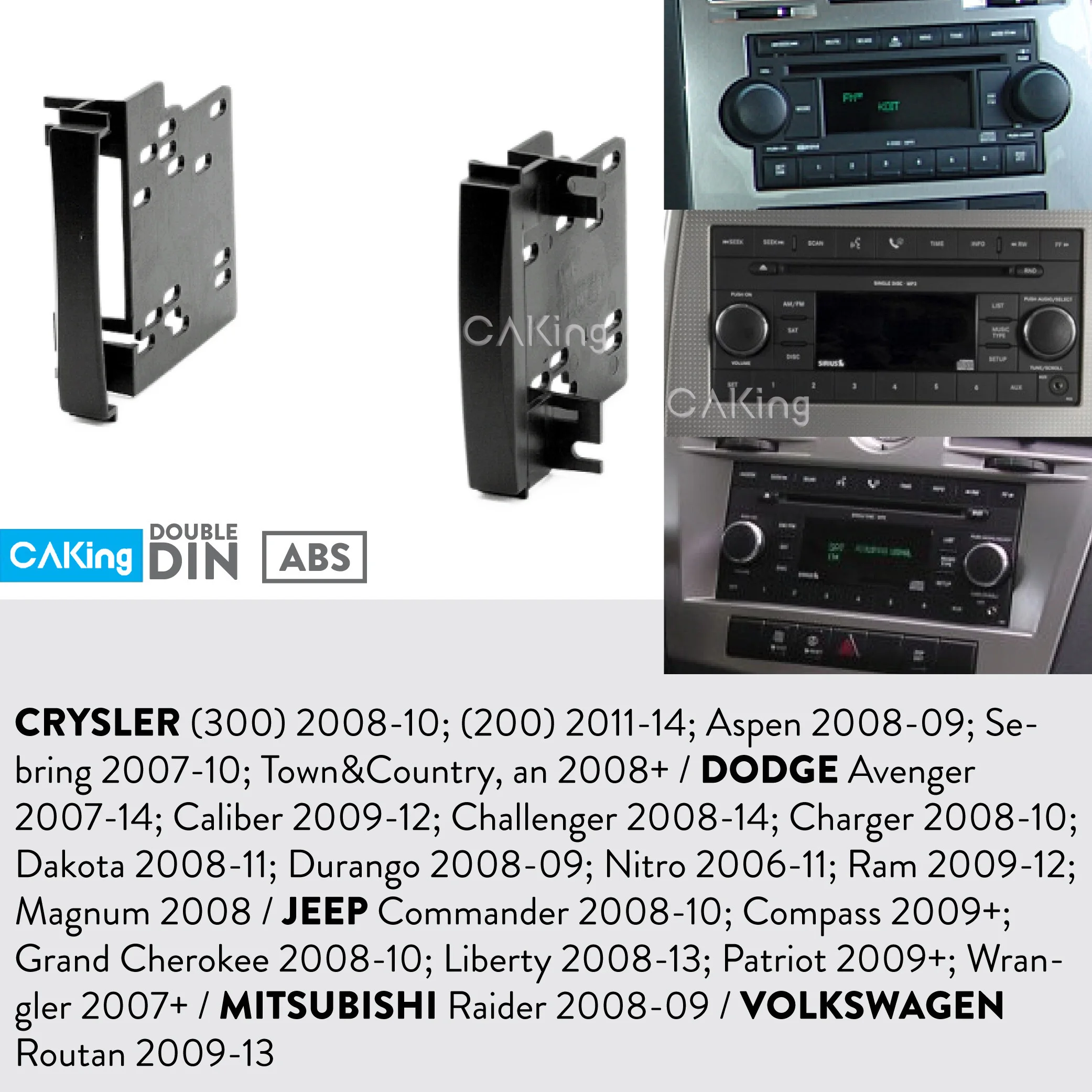 Fascie Rádio Panel pro DODGE Avenger 2007-14; Ráže 2009-12; Grand Caravan 2008-16; Challenger 2008-14 Dash Kit Nahradí Talíř 1