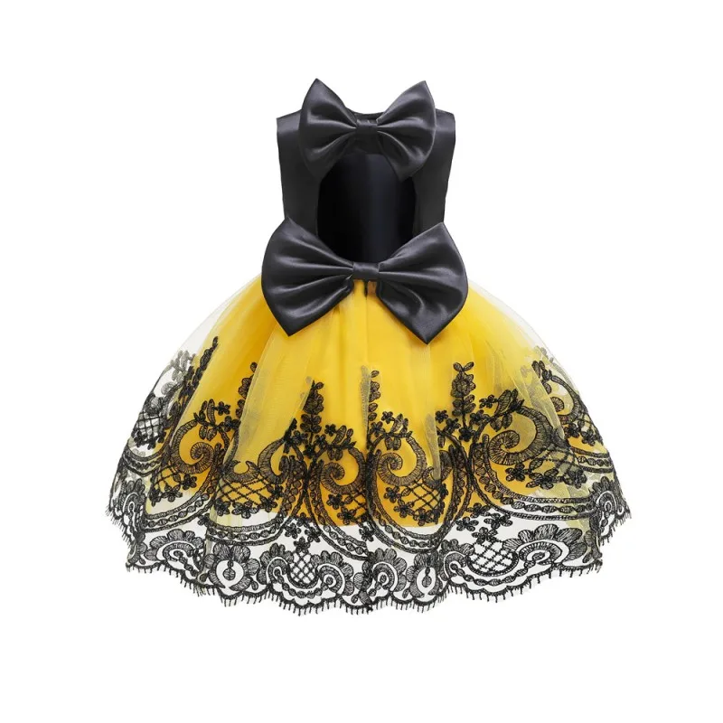 FREE Evropské a Americké Dětské Party Šaty Květiny Double Luky Svatební šaty vyšívané princezna Svátek Dětské Oblečení Ohlávka 2