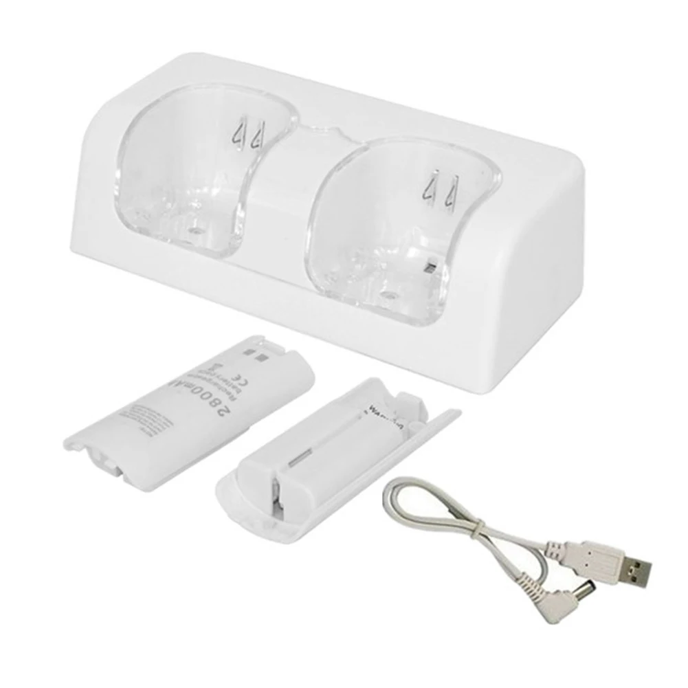 Gamepad Stanice Dual LED Světla Dálkový Ovladač Nabíjecí Dock Stand Nabíječka Pro Nintend Wii #734 0