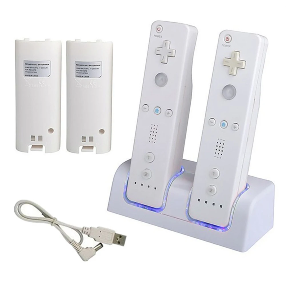Gamepad Stanice Dual LED Světla Dálkový Ovladač Nabíjecí Dock Stand Nabíječka Pro Nintend Wii #734 5