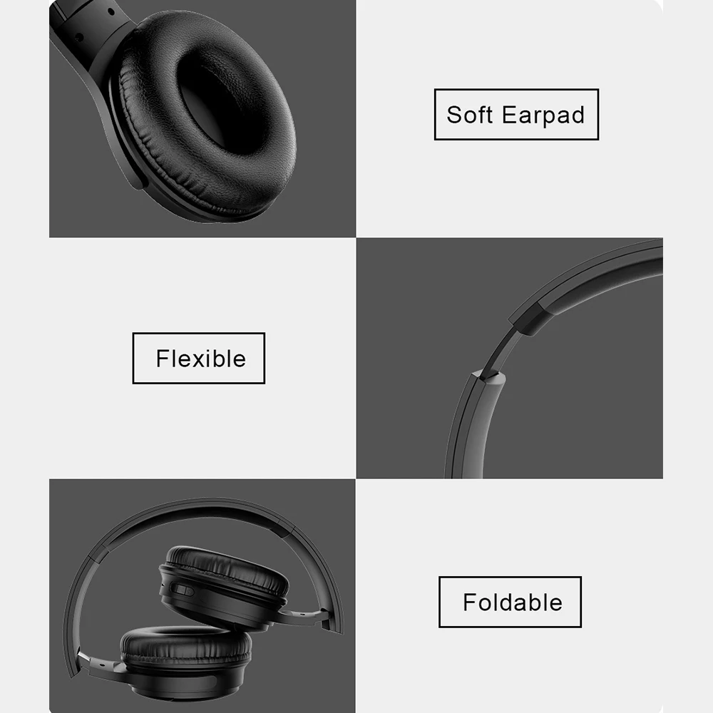 H1 Pro Sluchátka Bluetooth Sluchátka Bezdrátová Sluchátka Stereo Skládací Sportovní Sluchátka Mikrofon Sluchátka Precházíte MP3 Přehrávač 0