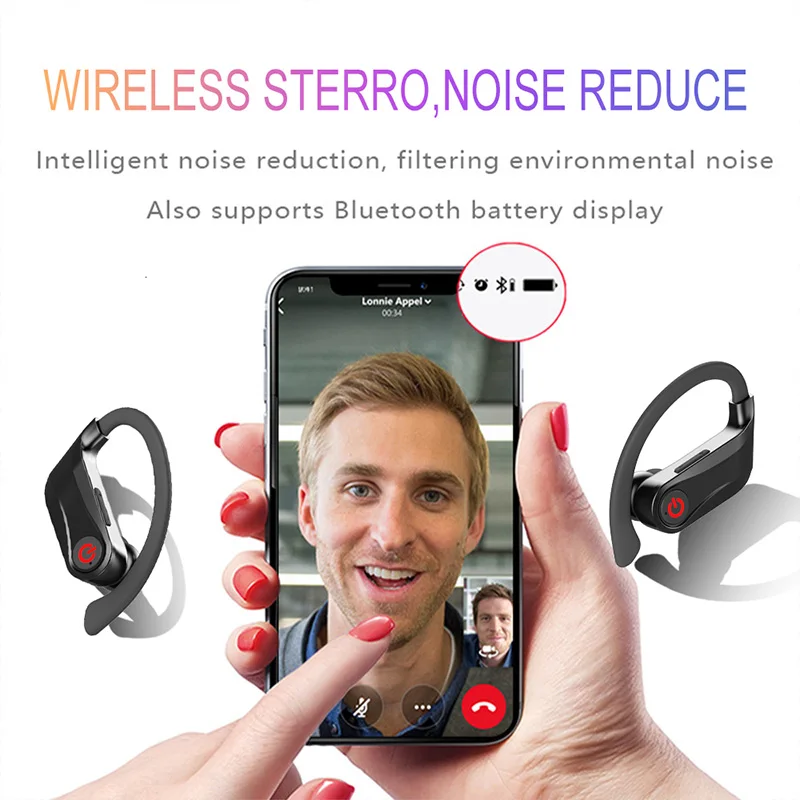 HBQ PRO TWS Bezdrátová Sluchátka Bluetooth 5.0 Stereo Sportovní Sluchátka Případě 950mAh Vodotěsné Ušní Háček Sluchátka Q32 Q62 Nové Špunty do uší 1