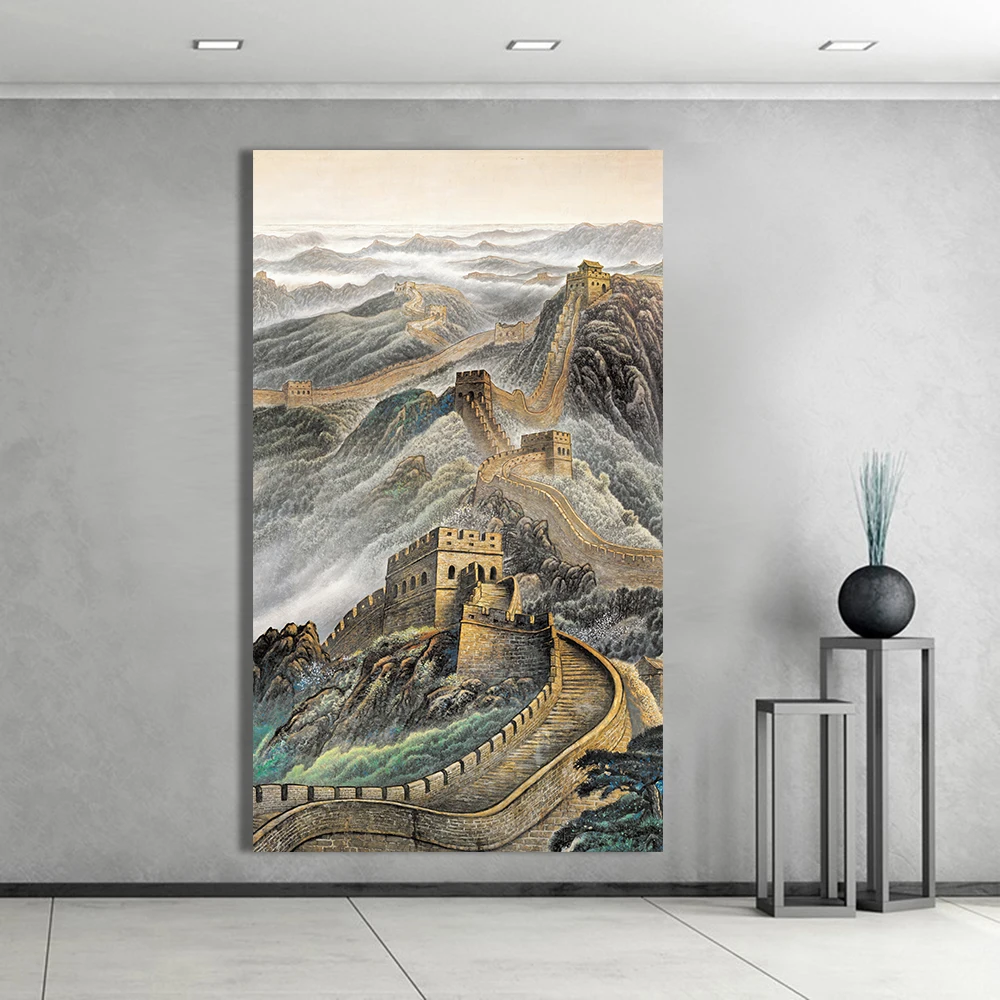 HDARTISAN Wall Art Malířské Plátno Tradiční Čínské Krajiny Obraz Domova Pro Obývací Pokoj Bez Rámu 1