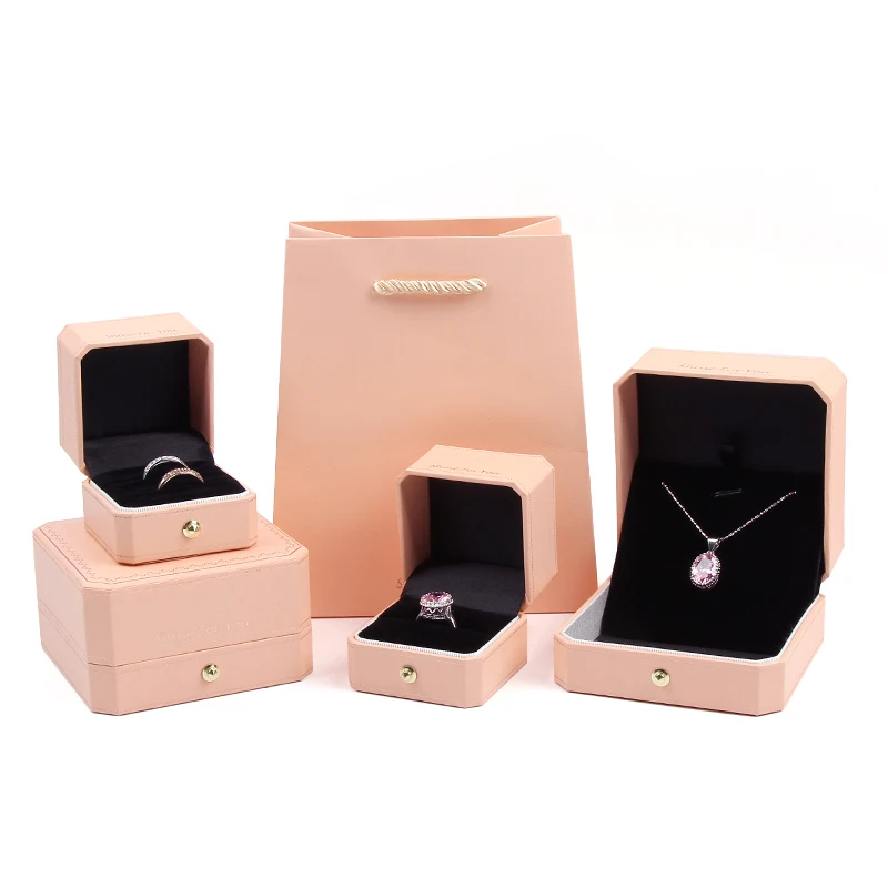 High-end osmihranná šperkovnice pro diamantový prsten, náušnice, přívěsek náhrdelník box šperky svatební dárkové balení zdarma s kabelka 4