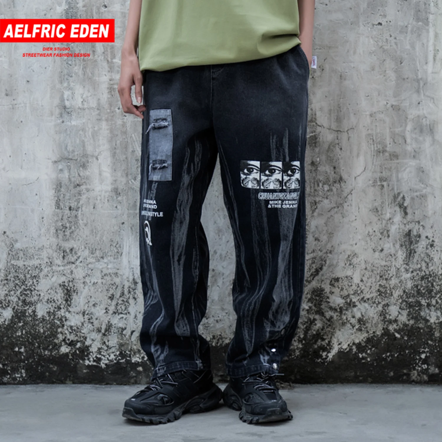 Hip Hop Kalhoty Pánské Módní Streetwear Volné Nohy Ústa Design Džíny Harajuku Nadrozměrných Běžce Pánské Kalhoty 1