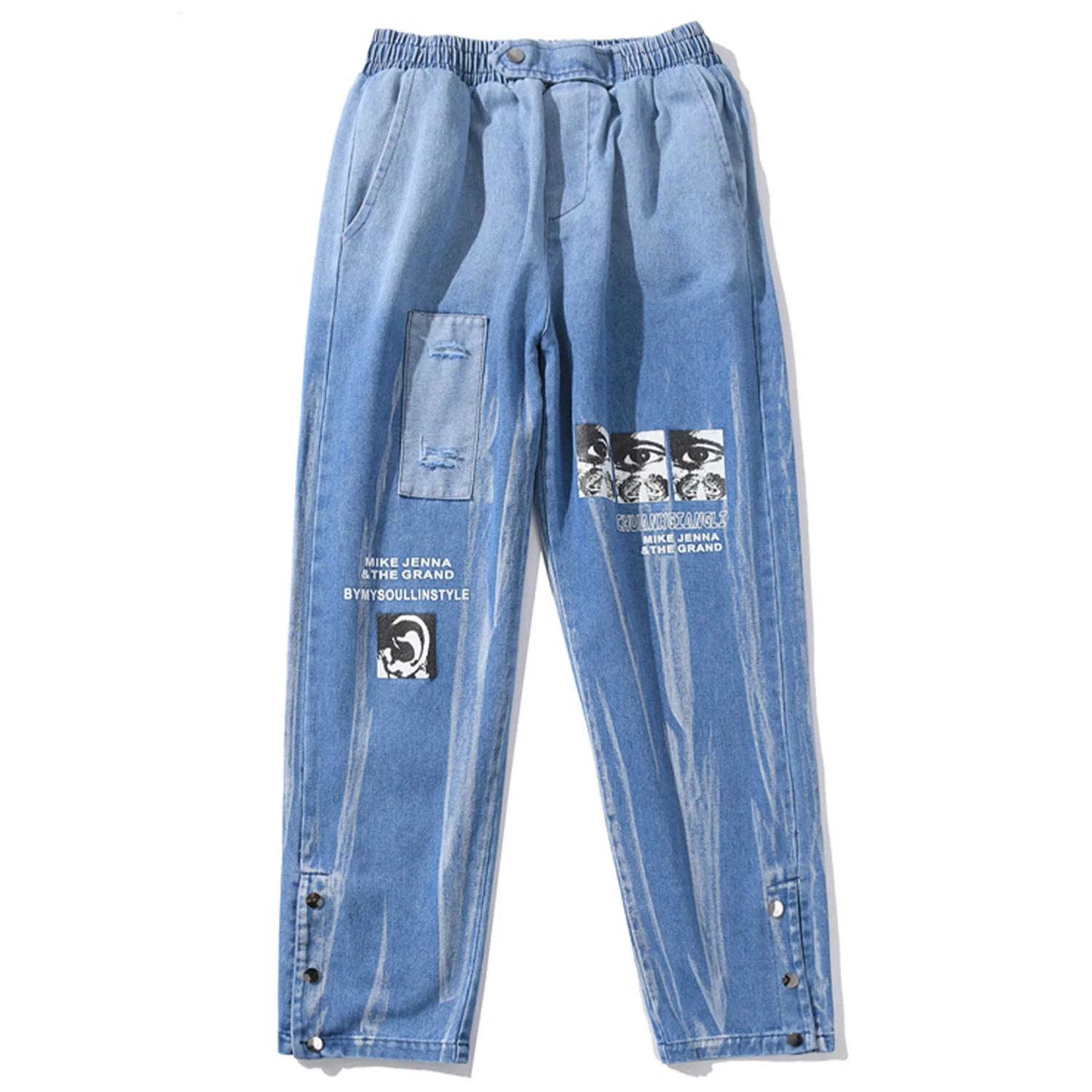 Hip Hop Kalhoty Pánské Módní Streetwear Volné Nohy Ústa Design Džíny Harajuku Nadrozměrných Běžce Pánské Kalhoty 2