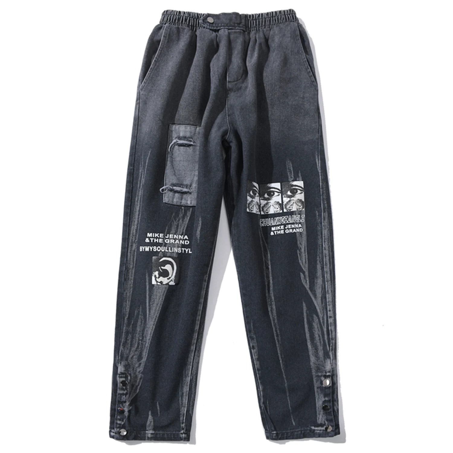 Hip Hop Kalhoty Pánské Módní Streetwear Volné Nohy Ústa Design Džíny Harajuku Nadrozměrných Běžce Pánské Kalhoty 4