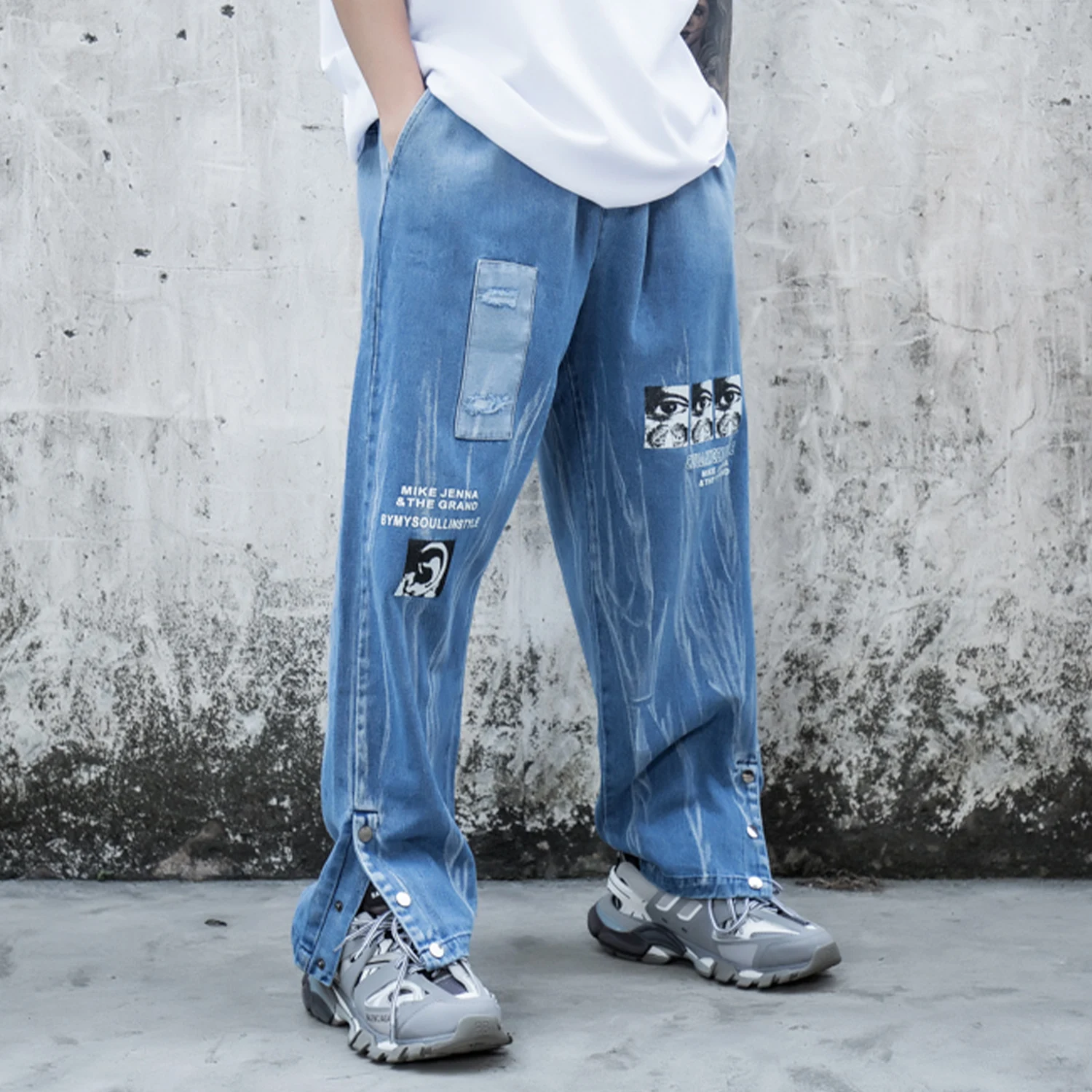 Hip Hop Kalhoty Pánské Módní Streetwear Volné Nohy Ústa Design Džíny Harajuku Nadrozměrných Běžce Pánské Kalhoty 5