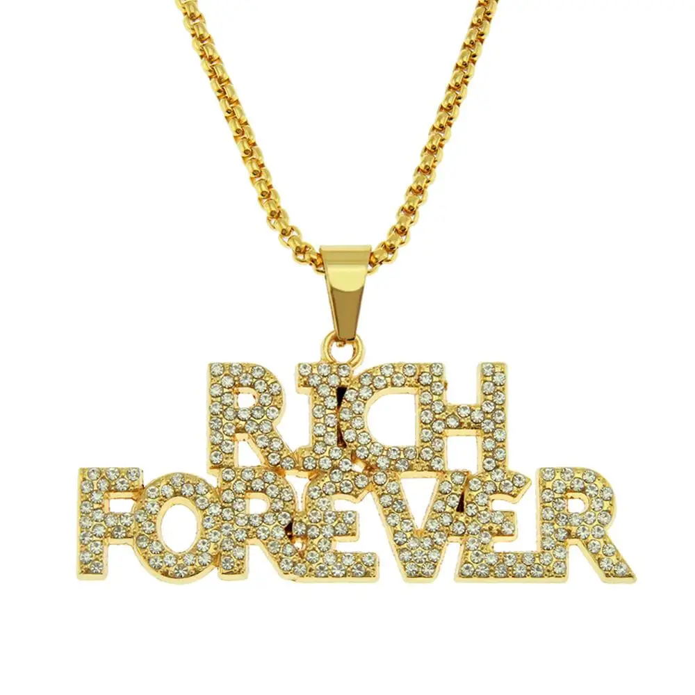 Hip-hop kreativní šití drahokamu dopis přívěskem náhrdelník pánské ve tvaru kapky all-zápas zlaté doplňky 1