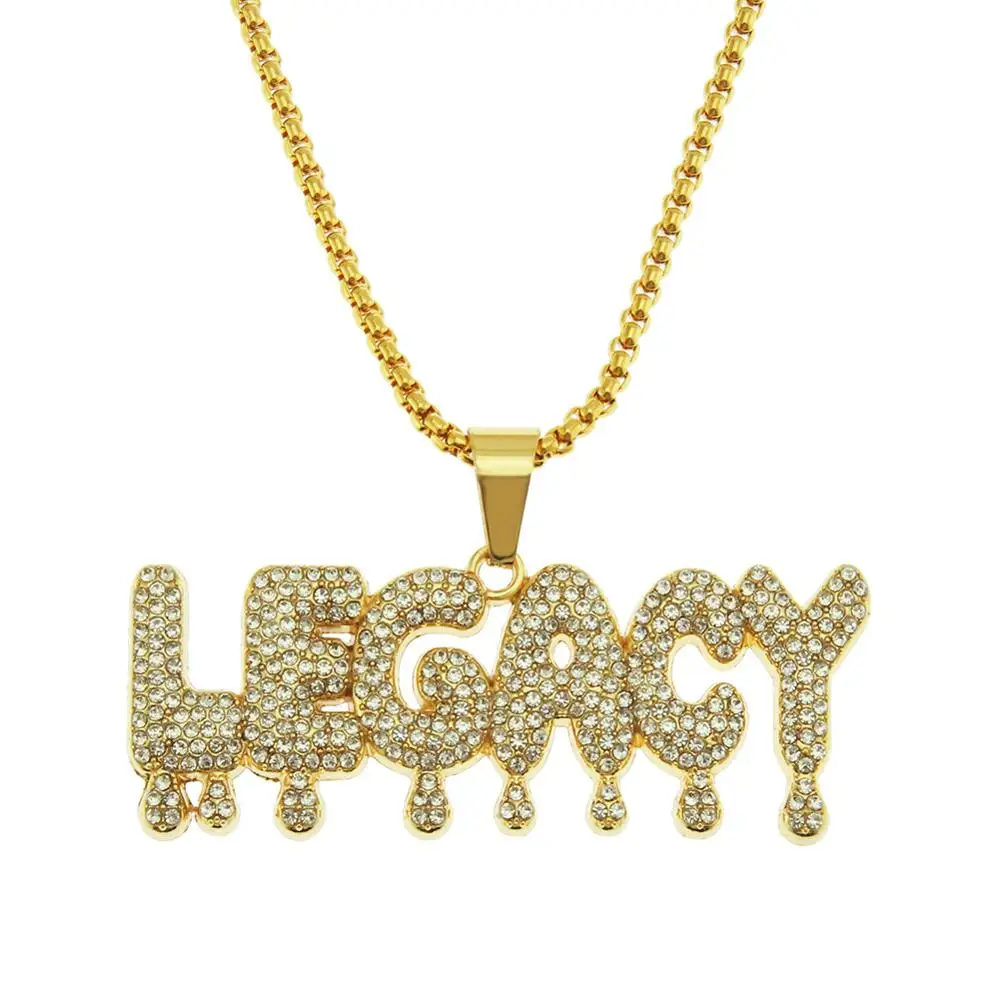 Hip-hop kreativní šití drahokamu dopis přívěskem náhrdelník pánské ve tvaru kapky all-zápas zlaté doplňky 2