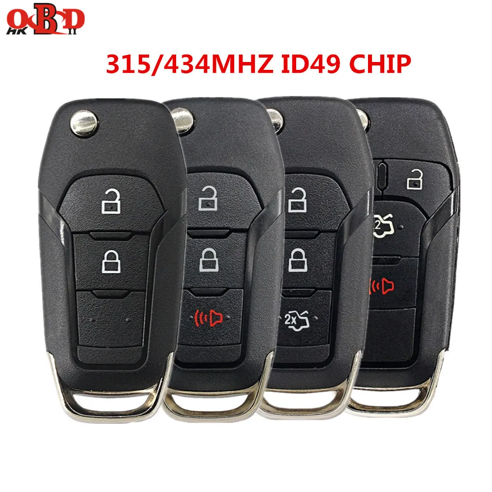 HKOBDII 2/3/4Buttons Flip Dálkový Klíč Keyless Entry Fob 315/434MHz pro Ford Fusion/Foreus/Nové Mondeo FCC ID: N5F-A08TAA HU101 2
