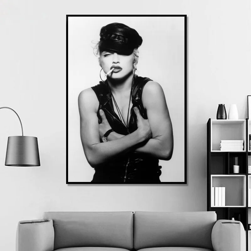 Home Decor Madonna Vytiskne Obraz Černé a Bílé Obrázky na Zeď Umění Zpěvák Hvězda Modulární Plátno Plakát Pro Noční Pozadí 3