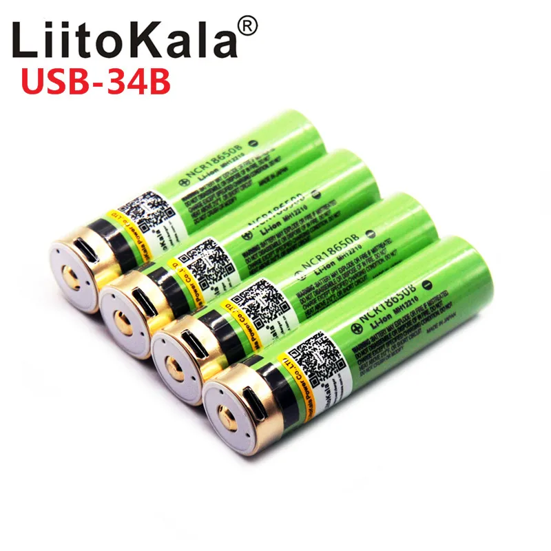 Hot LiitoKala USB 3.7 V 18650 3400mAh Li-ion USB Dobíjecí Baterie S LED Indikátor DC-Nabíjení 2