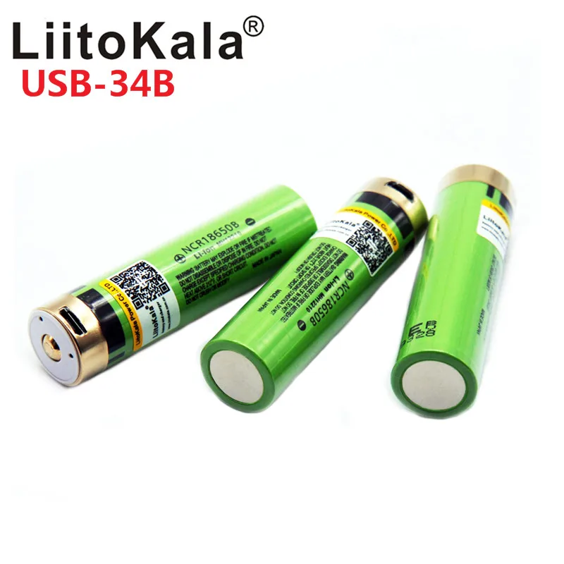 Hot LiitoKala USB 3.7 V 18650 3400mAh Li-ion USB Dobíjecí Baterie S LED Indikátor DC-Nabíjení 3