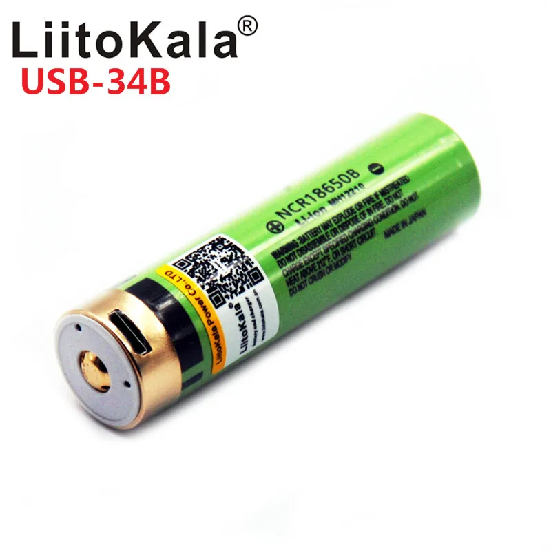 Hot LiitoKala USB 3.7 V 18650 3400mAh Li-ion USB Dobíjecí Baterie S LED Indikátor DC-Nabíjení 4