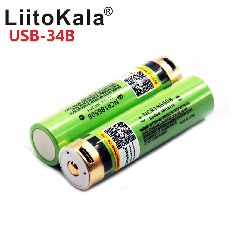 Hot LiitoKala USB 3.7 V 18650 3400mAh Li-ion USB Dobíjecí Baterie S LED Indikátor DC-Nabíjení 5