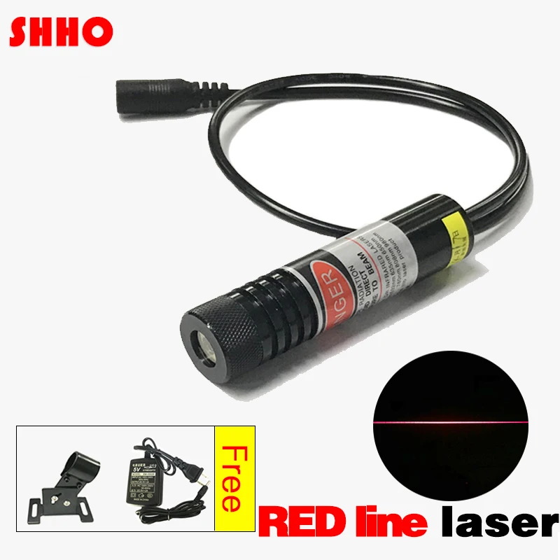 Hot prodej 650nm 150mw červená čára laserový modul s sklo linie objektiv Vhodný pro dlouhou práci DC 5V zdarma napájení, slovo cut locator 1