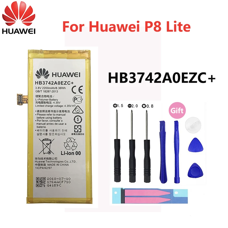 Hua Wei Originální HB3742A0EZC+ 2200mAh Baterie Pro Huawei Ascend P8 Lite P8Lite Náhradní Baterie 2