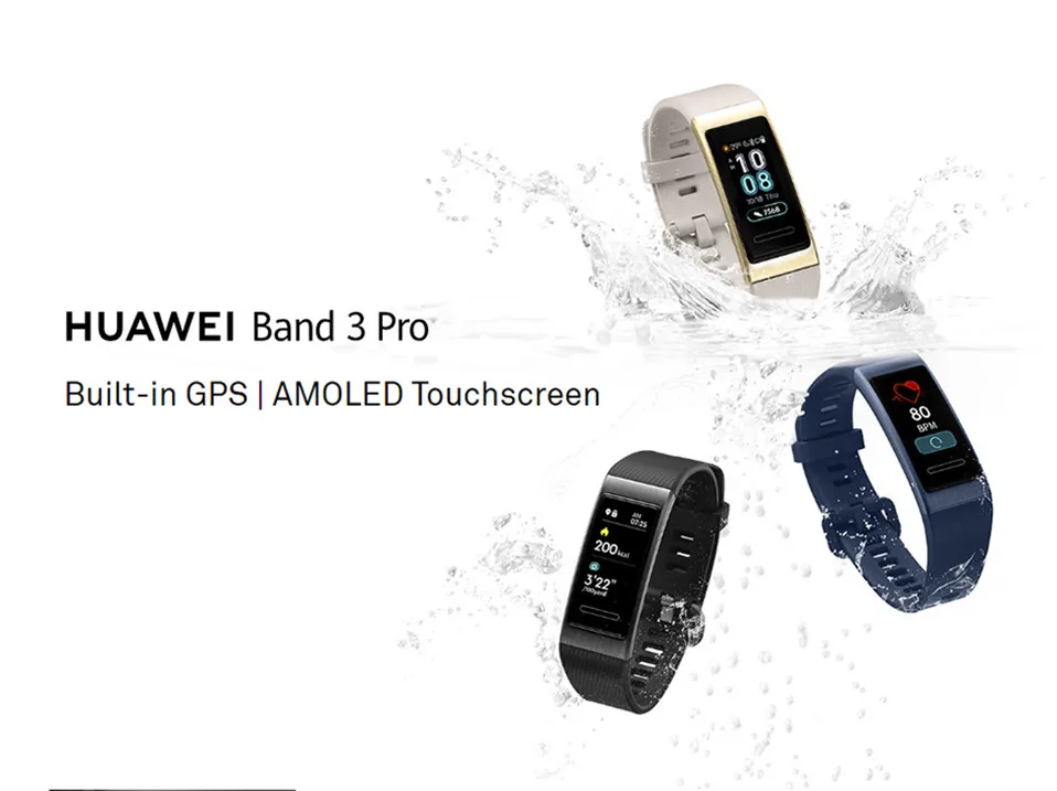 Huawei Band 3/Band 3 Pro All-in-One Fitness Aktivity Tracker,5ATM Odolnost proti Vodě pro Plavání Srdeční Frekvence Monitoru vestavěný GPS+NFC 1