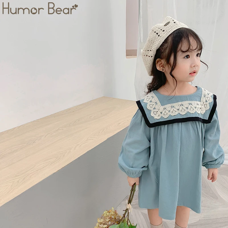 Humor Bear2019 Korejský Styl Podzim Zbrusu Nové Dětské Oblečení Baby Girls Prádlo Šaty Krajka Límec Batolata, Děti Princezna Šaty 3