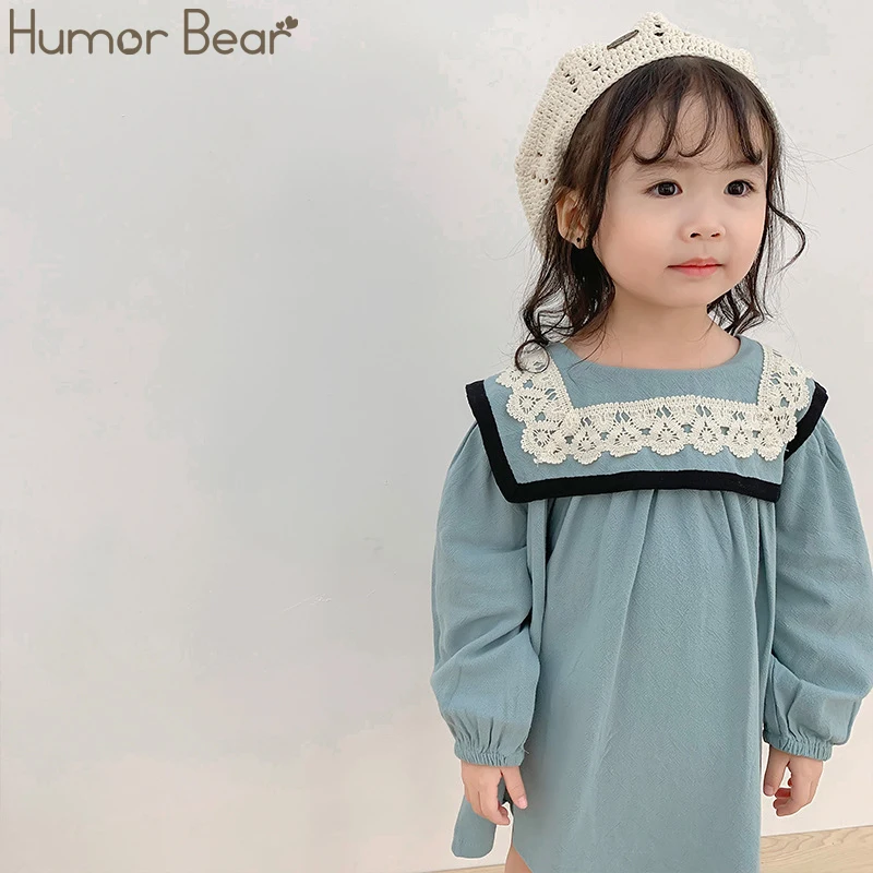 Humor Bear2019 Korejský Styl Podzim Zbrusu Nové Dětské Oblečení Baby Girls Prádlo Šaty Krajka Límec Batolata, Děti Princezna Šaty 5