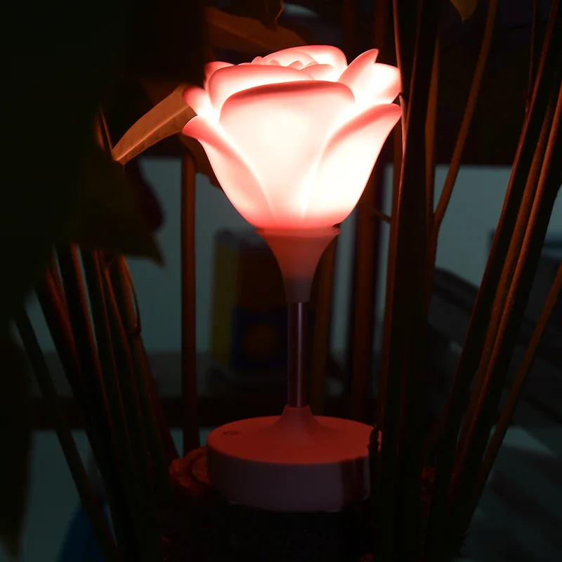 HZFCEW Domů Krásné Romantické USB Nabíjecí Dotek Růže Noční Světlo Ložnice Atmosféru Růže Silikonové Noční Lampa Harmily FR188 3