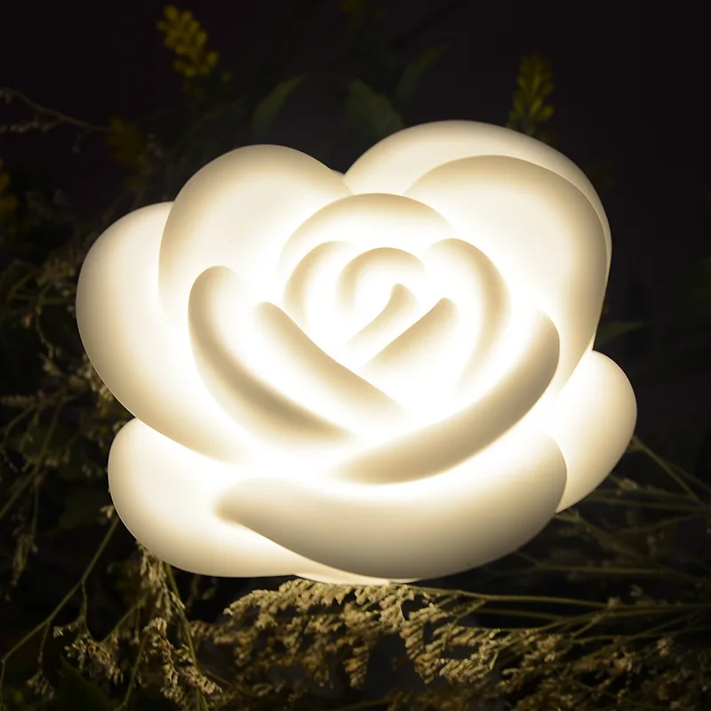 HZFCEW Domů Krásné Romantické USB Nabíjecí Dotek Růže Noční Světlo Ložnice Atmosféru Růže Silikonové Noční Lampa Harmily FR188 5