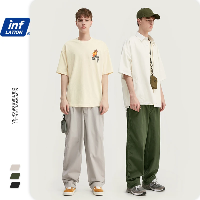 INFLACE 2020 SS Kolekce Muži Ležérní Kalhoty Streetwear Loose Fit Kalhoty Pro Muže Bavlněné Kalhoty Pánské Prodyšné Kalhoty 3060S20 2