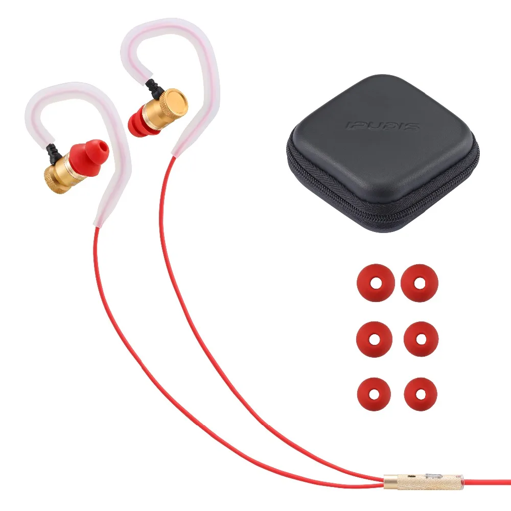 IPUDIS Kovový Magnet Drátová Sluchátka pro Telefon, Sportovní držák za uši Sluchátka 3,5 mm AUX s Mikrofonem 1