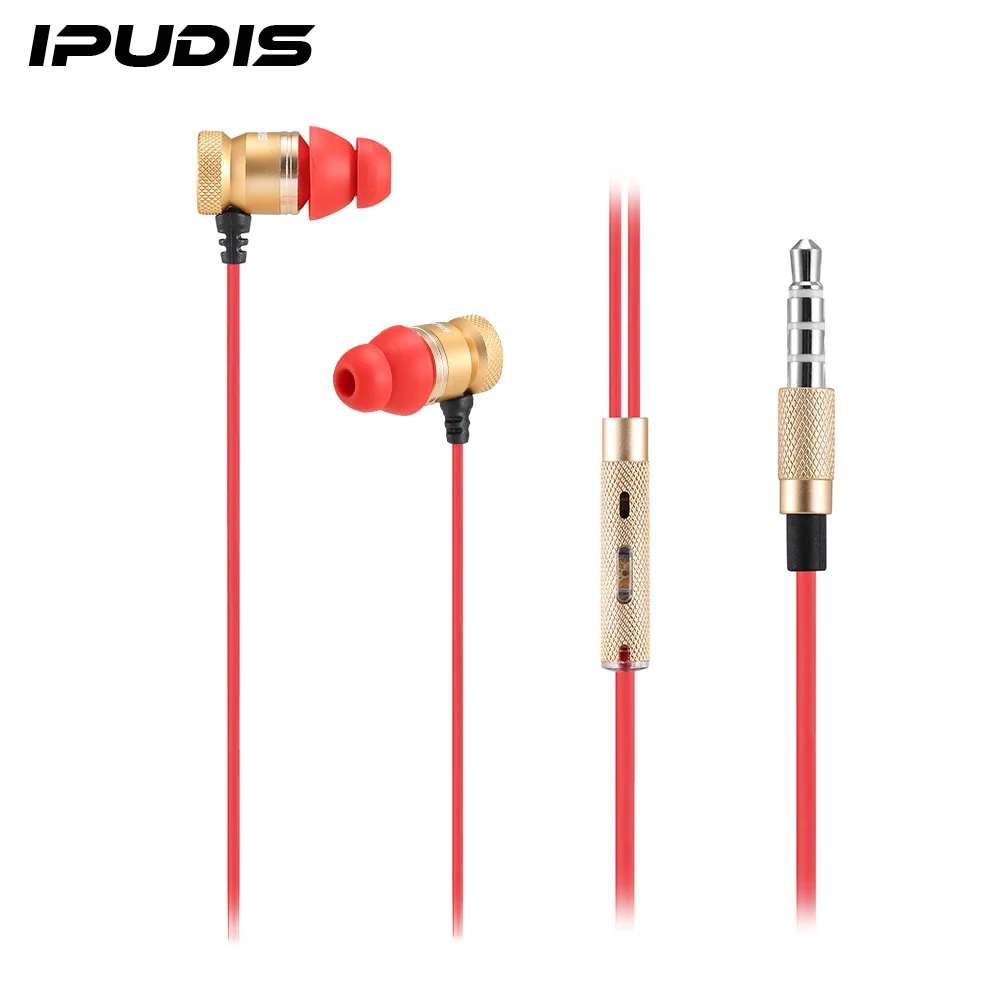 IPUDIS Kovový Magnet Drátová Sluchátka pro Telefon, Sportovní držák za uši Sluchátka 3,5 mm AUX s Mikrofonem 3