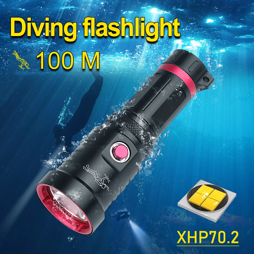 IPX8 Profesionální LED Potápěčská Svítilna XHP70.2 Potápění Svítilna Podvodní Svítilna XHP70 Vodotěsné Potápění Potápění Svítilna Pracovní Světlo 0