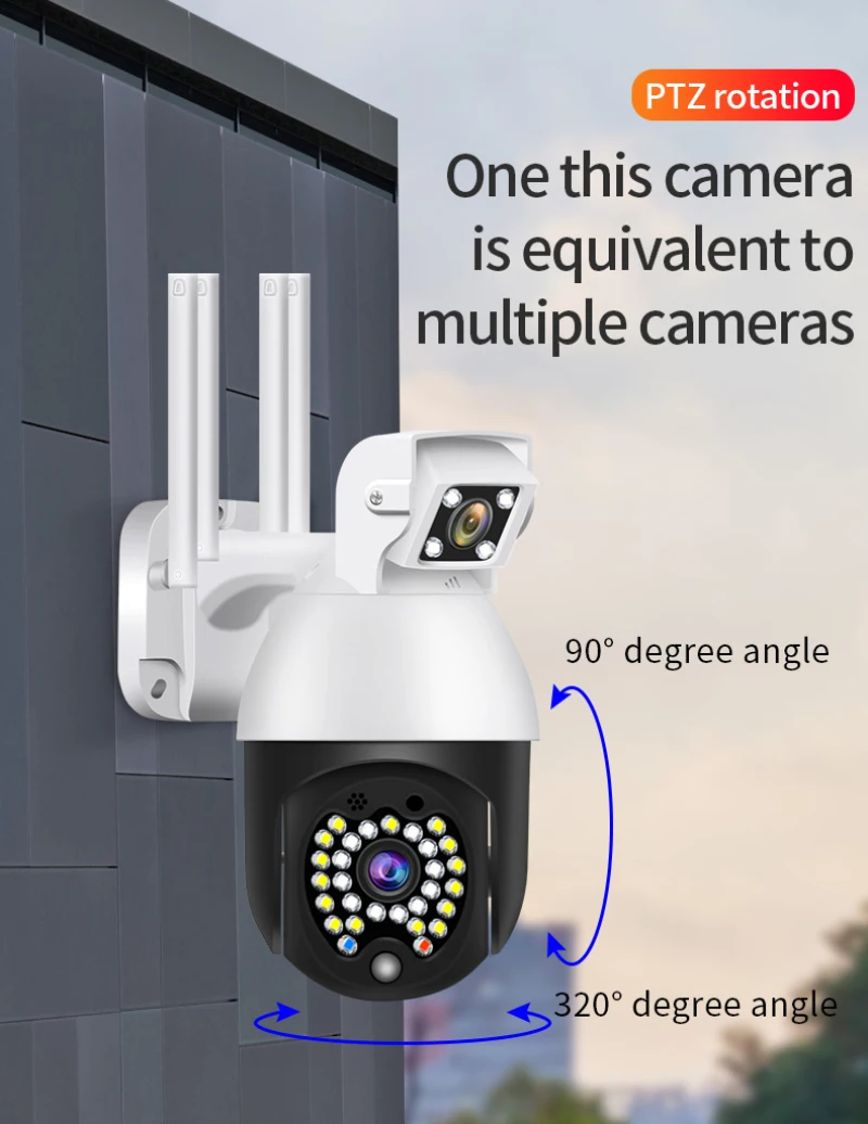 IR Noční Vidění LED Světla, Kamera 1080P WI-fi PTZ IP Kamera Bezdrátová Duální Objektiv HD CCTV Venkovní Bezpečnostní Kamera 29 Ks 1