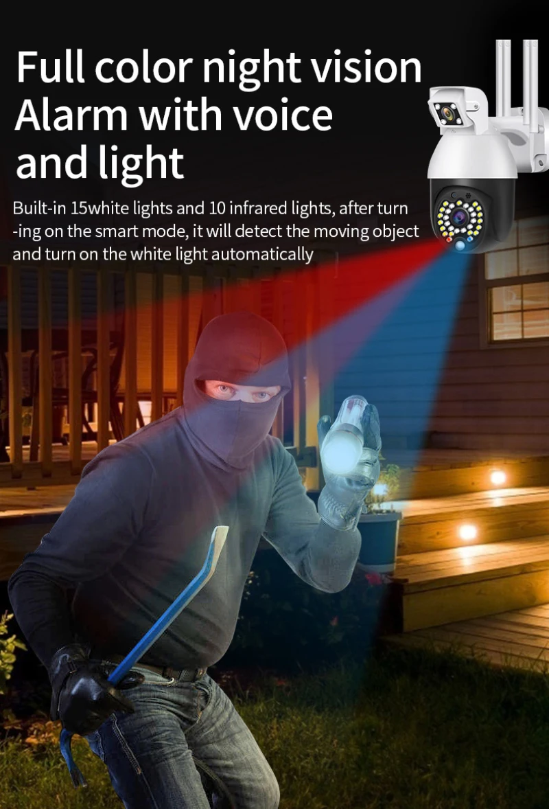 IR Noční Vidění LED Světla, Kamera 1080P WI-fi PTZ IP Kamera Bezdrátová Duální Objektiv HD CCTV Venkovní Bezpečnostní Kamera 29 Ks 4