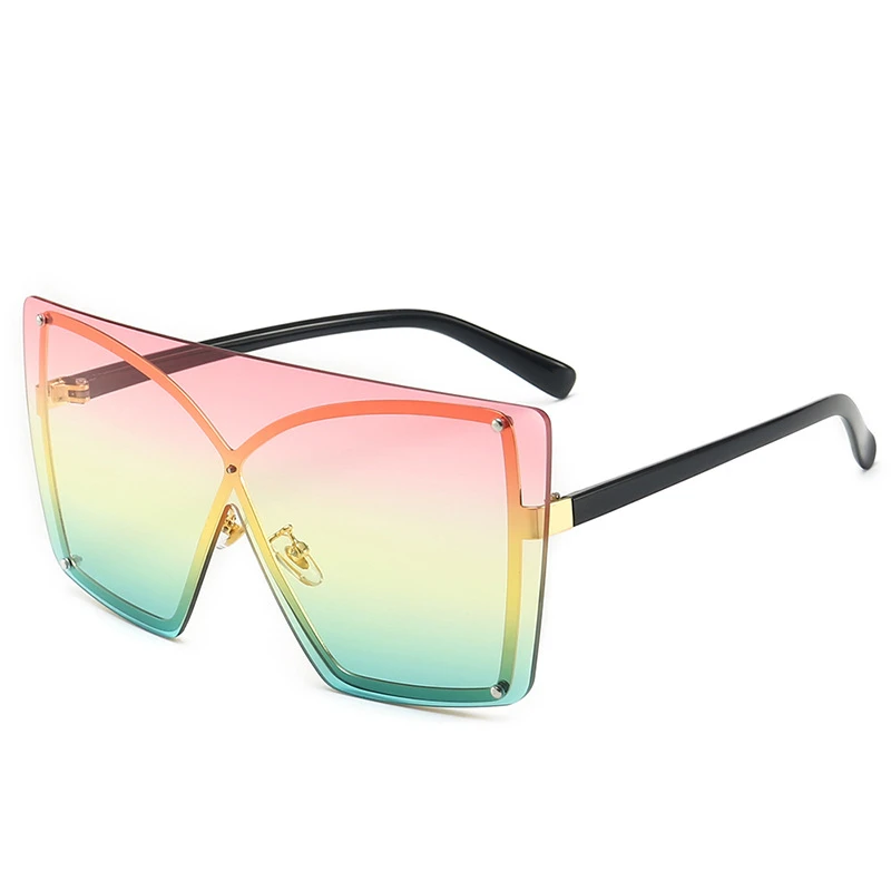 Italské Luxusní Gradient sluneční Brýle, Ženy 2019 Módní Značky Jeden Kus Brýle bez Obrouček Rám Nadrozměrných Ženské Odstíny UV400 0