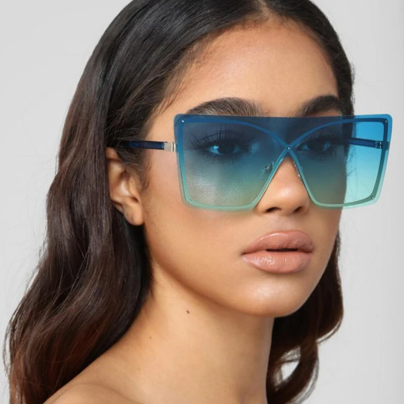 Italské Luxusní Gradient sluneční Brýle, Ženy 2019 Módní Značky Jeden Kus Brýle bez Obrouček Rám Nadrozměrných Ženské Odstíny UV400 4