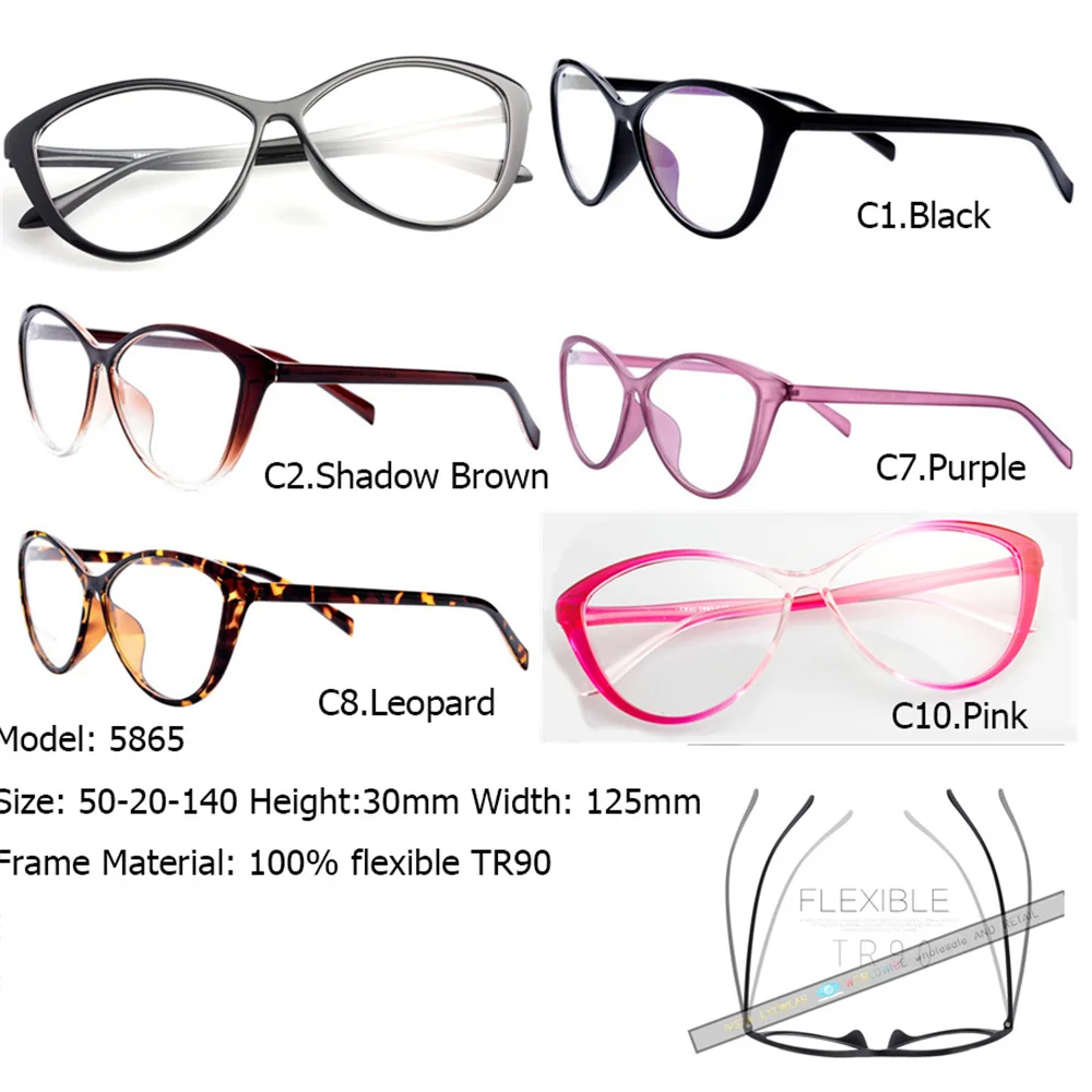 IVSTA 5865 Pružný TR90 Optické Rám Cat Eye Brýle na lékařský Předpis, Čočky, krátkozrakost Brýle Ženy Sklenici, Plast Titan Plano 4
