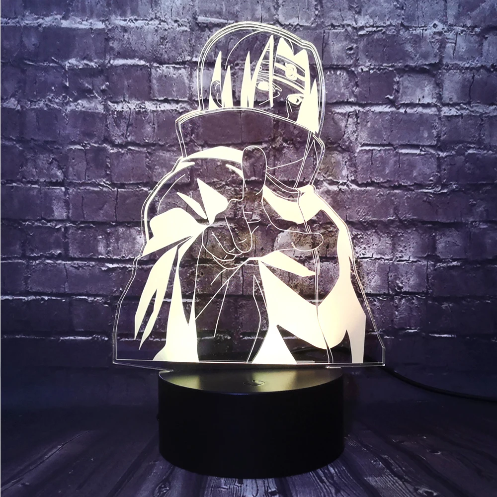 Japonsko Anime Kreativní 3D Naruto Sasuke Uchiha Itachi VEDL Pokoj Dekor 7 Změna Barvy Stolu, Noc, Světla, Svátek, Narozeniny, Zábava, lampa 1