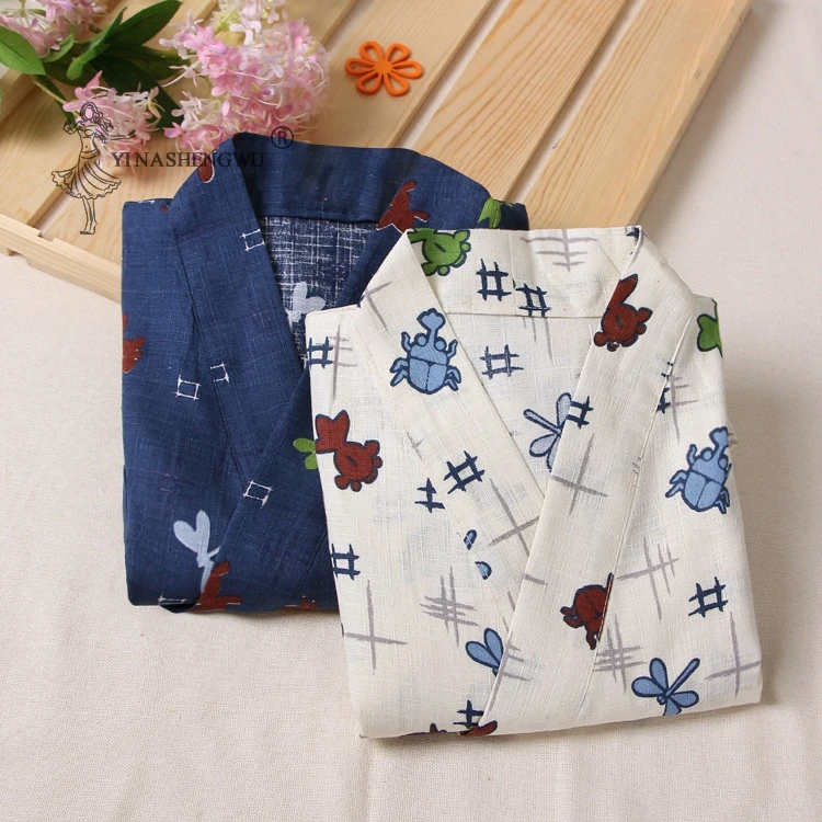 Japonské Tradiční Oblečení pro Dítě, Chlapec Asijské Kojenecká Yukata Hmyzu Tištěné Kimono Bavlněné Měkké Krátké Kalhoty, Pyžama Nastavit Děti 2
