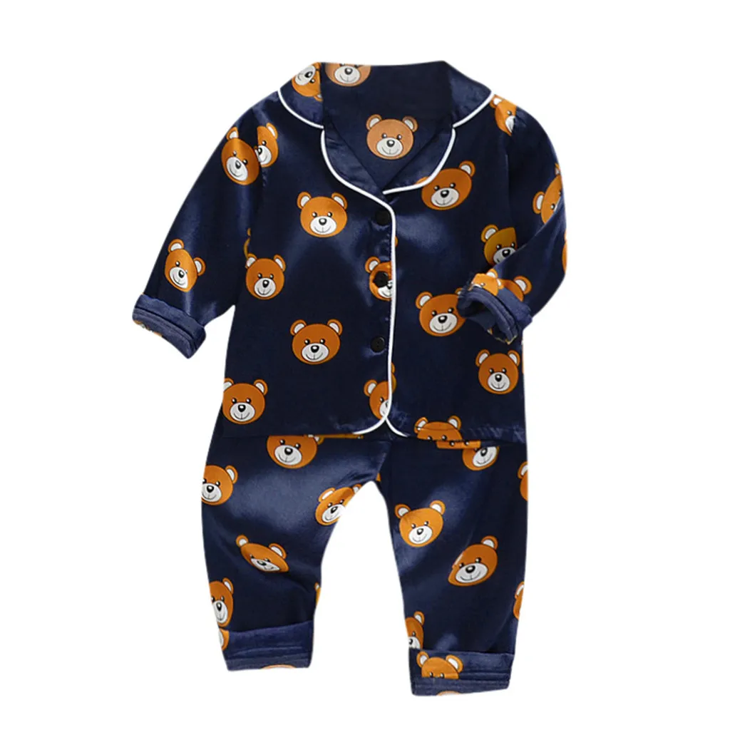 Jarní Batole Děti 2KS Oblečení 2020 Chlapci Dětské Dlouhý Rukáv Cartoon Bear Tisk Pyžama Nastavit Děti je Bavlněné Domácí Oblečení #BL2 0