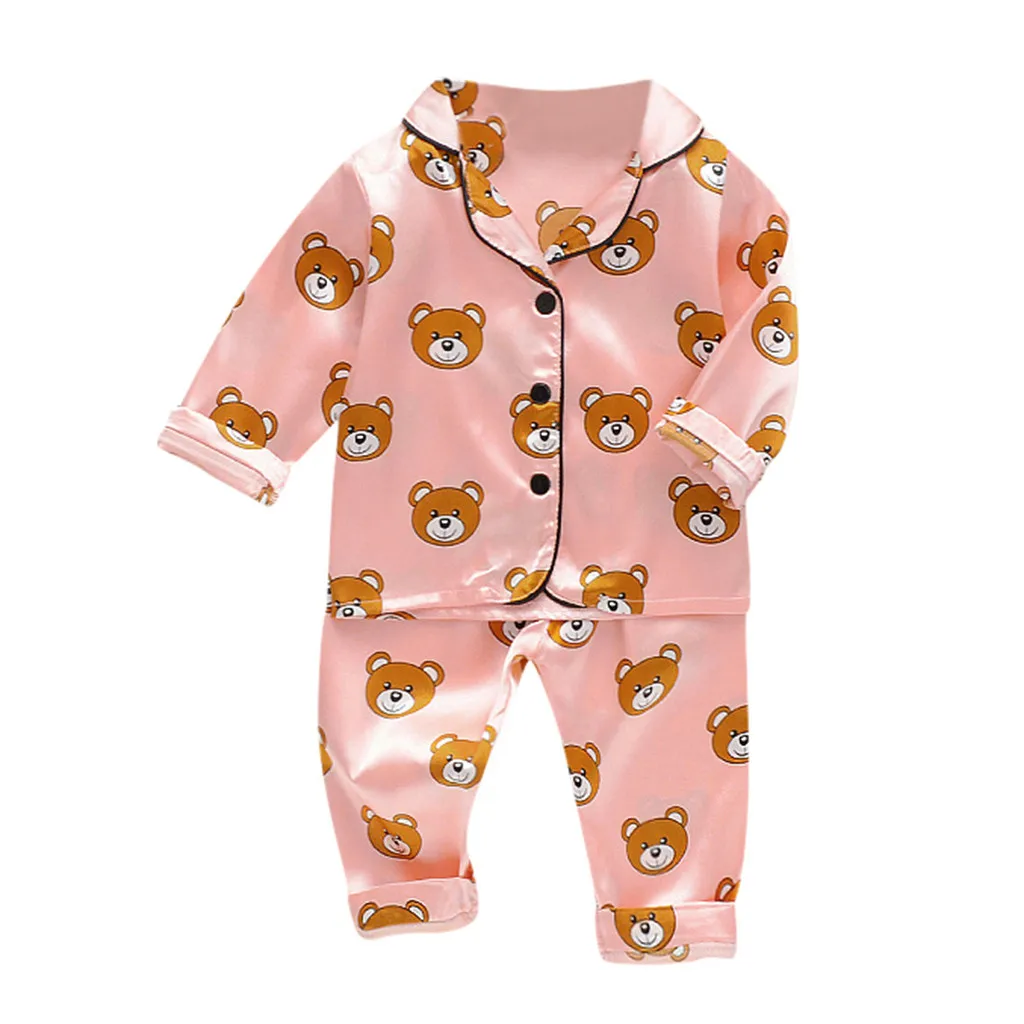 Jarní Batole Děti 2KS Oblečení 2020 Chlapci Dětské Dlouhý Rukáv Cartoon Bear Tisk Pyžama Nastavit Děti je Bavlněné Domácí Oblečení #BL2 5