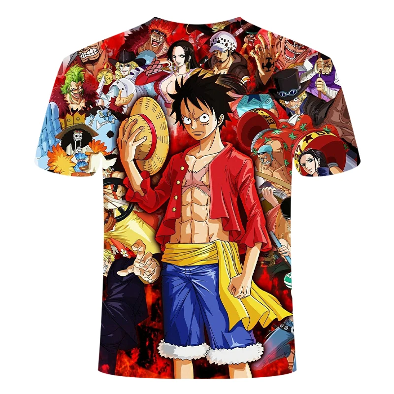 Jeden Kus Luffy T Košile Ležérní Tričko Homme O-krk Streetwear Krve Teenager T-shirt Pánské Oblečení Anime Letní Topy Trička 2