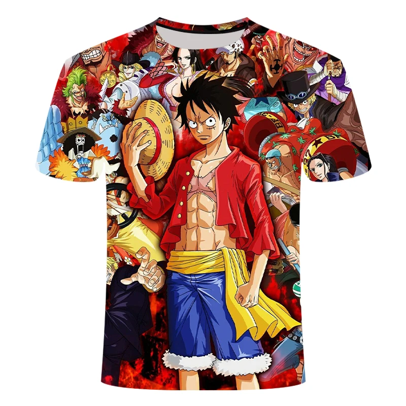 Jeden Kus Luffy T Košile Ležérní Tričko Homme O-krk Streetwear Krve Teenager T-shirt Pánské Oblečení Anime Letní Topy Trička 5