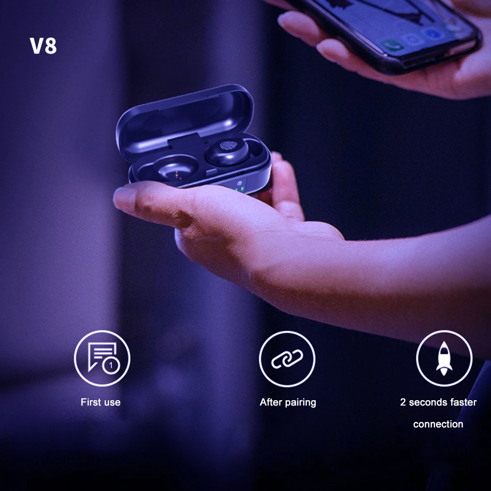Jeden Ucho V8, Bezdrátové Bluetooth 4.0+Edr Sluchátka Sluchátka Sluchátka Sluchátka Stereo Bluetooth Sluchátka Pro Chytrý Telefon 3